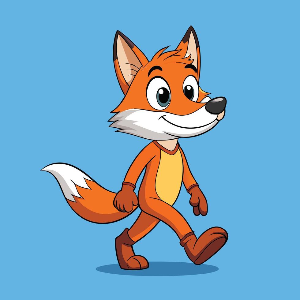 cute fox character walking confidently nice looking isolated on white background vector