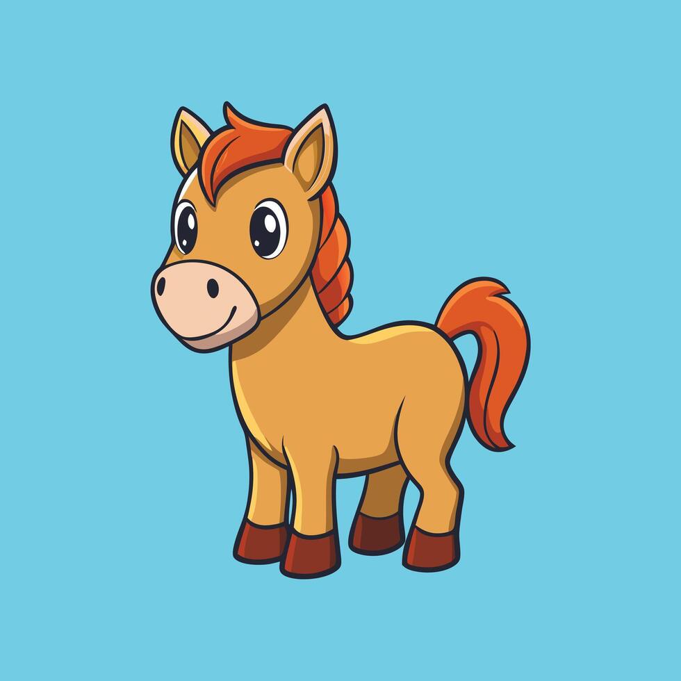 Cute horse cartoon illustration on white background vector