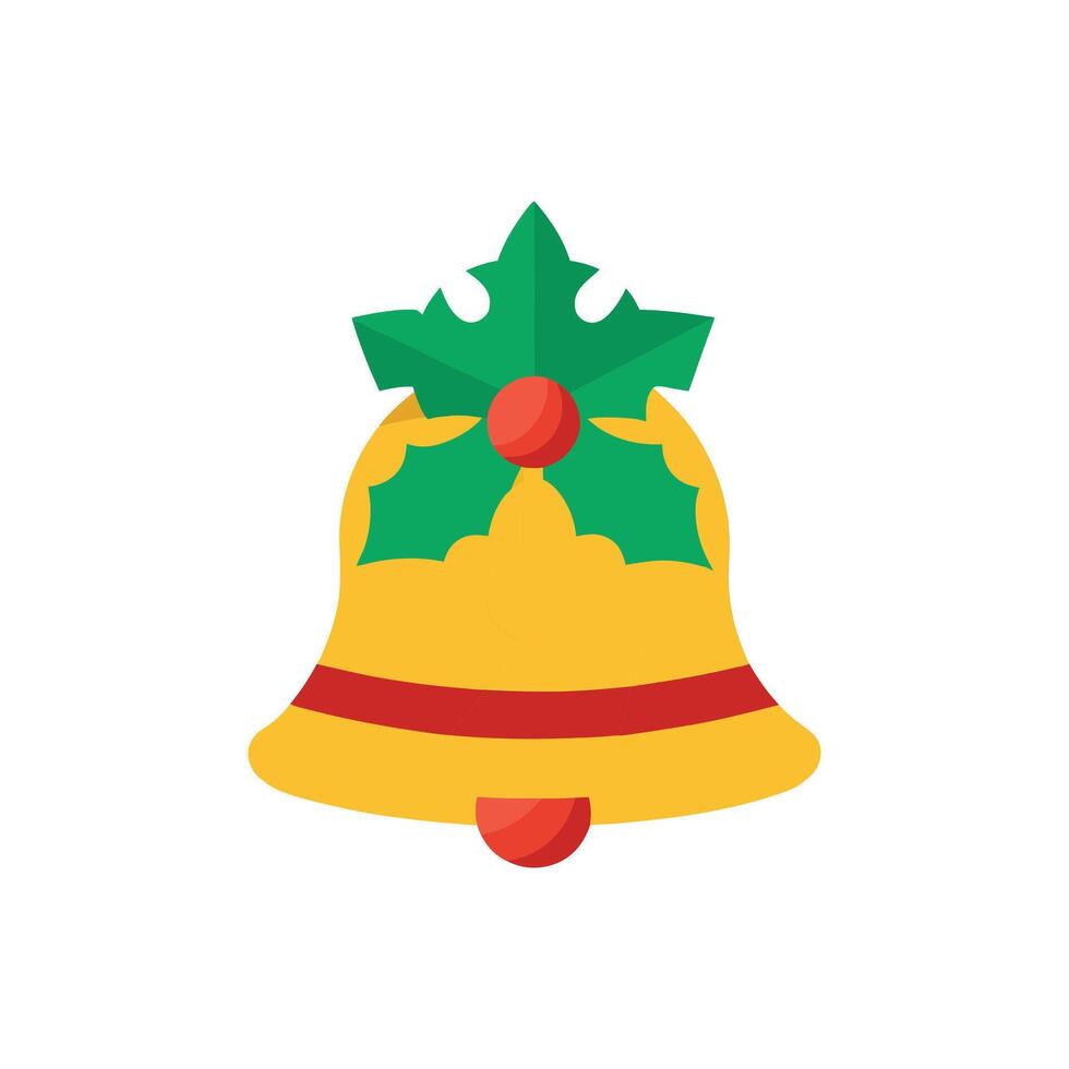 Christmas bells and holly berries on white background vector