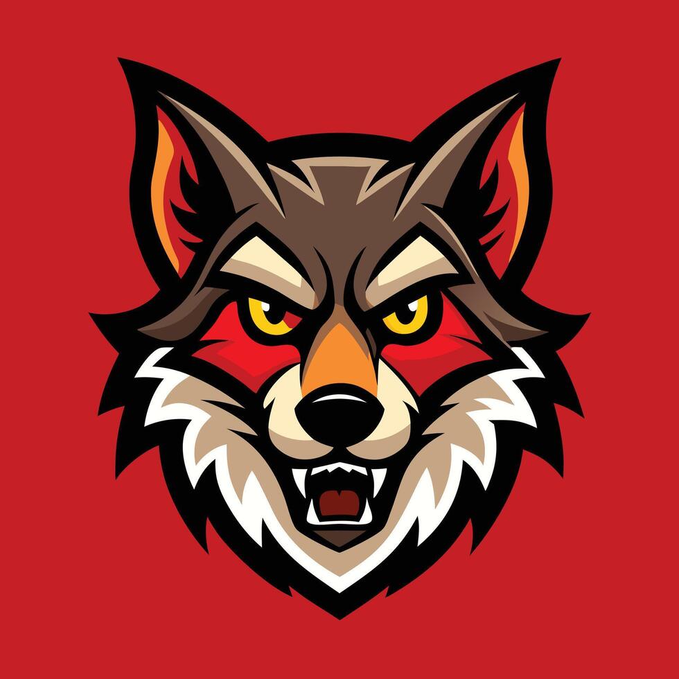 Angry Wolf head Mascot Character Logo illustration on white background vector