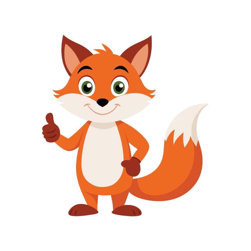 Cute Fox character giving a thumbs up on white background vector