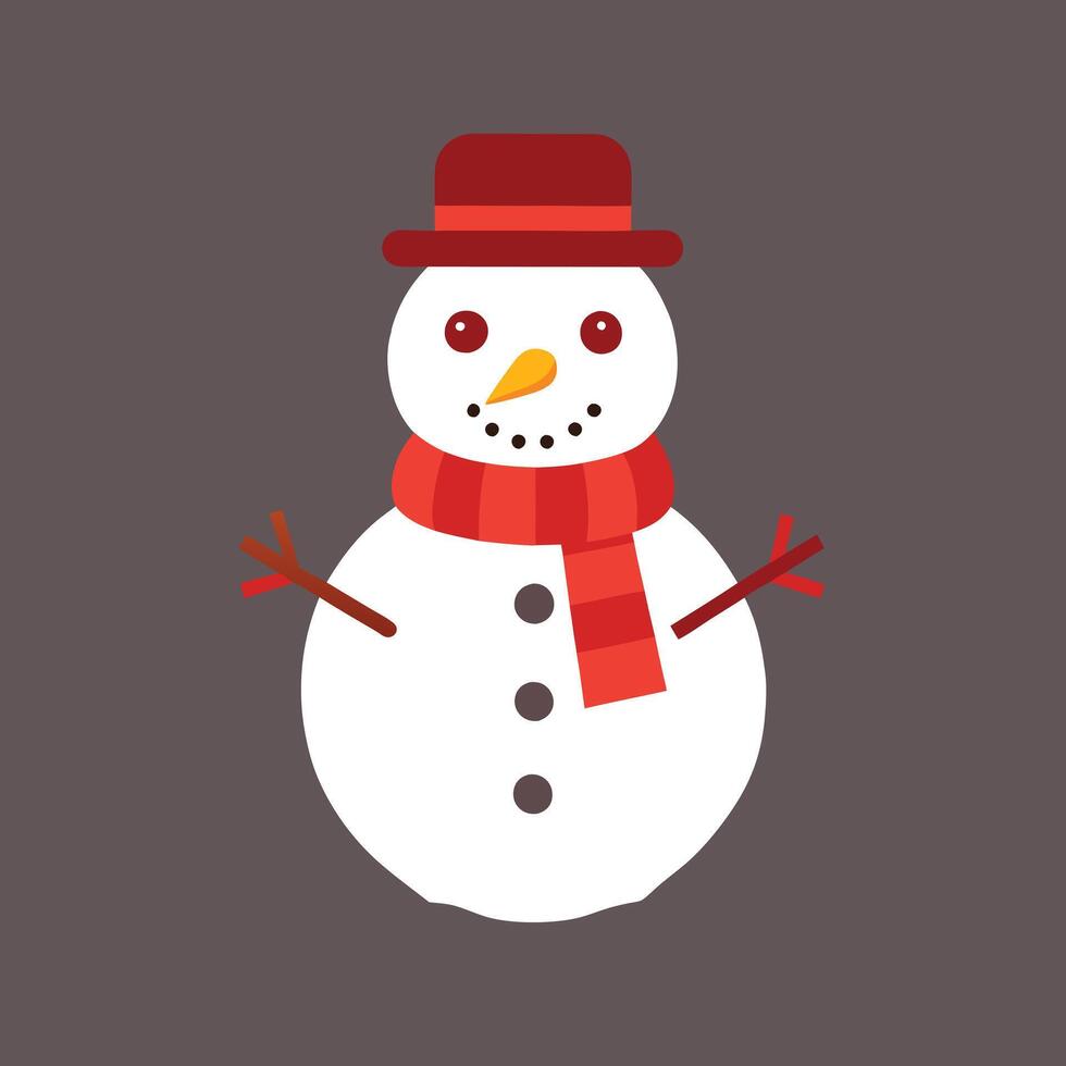 Flat snowman icon, Christmas snowman vector