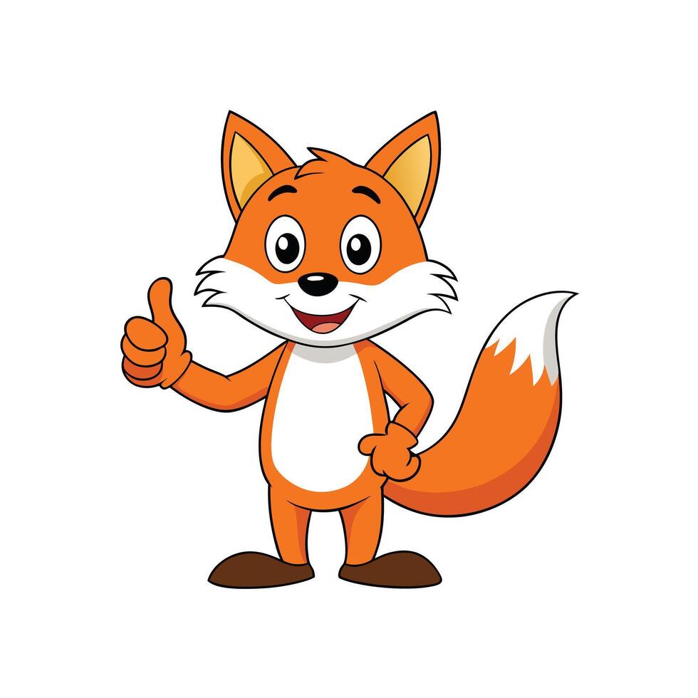 Cute Fox character giving a thumbs up with smile on white background vector