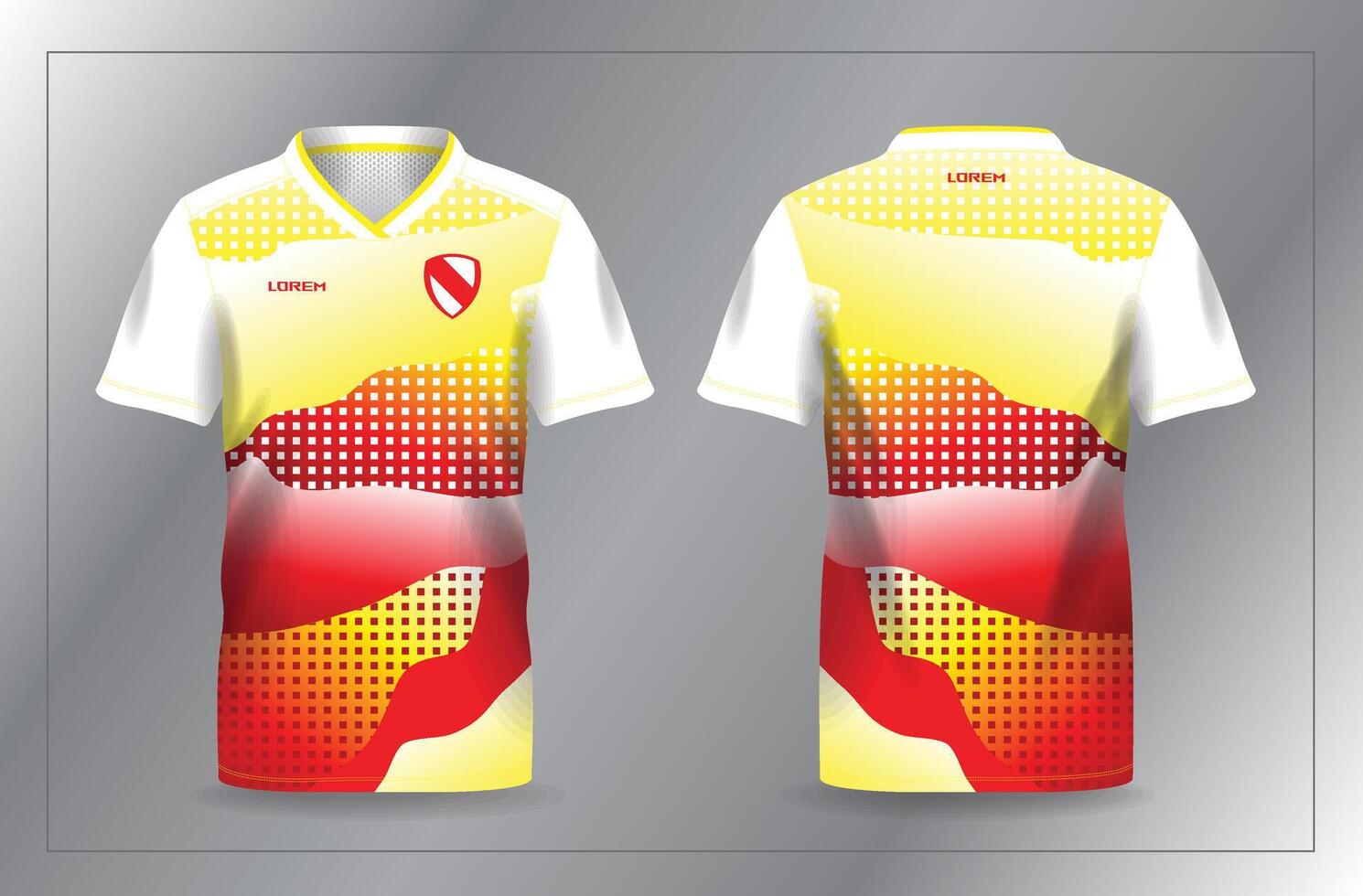 abstract camo red and yellow sport jersey for football and soccer shirt template vector