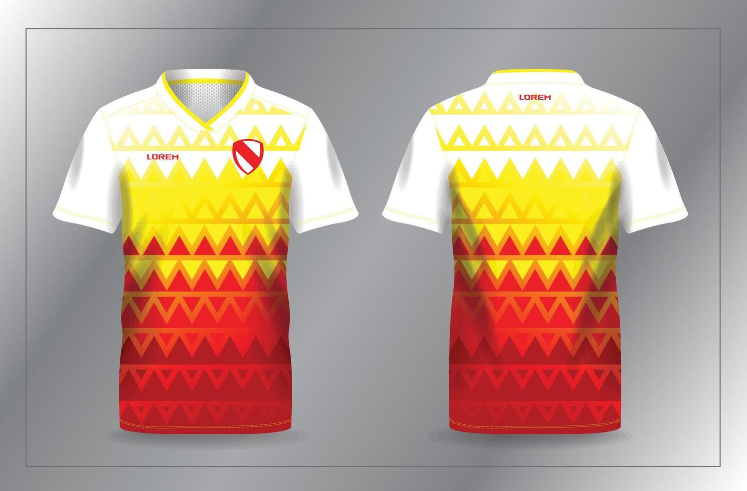 abstract pattern red and yellow sport jersey for football and soccer shirt template vector