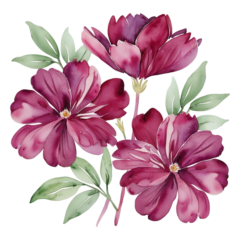 Burgundy Flowers Watercolor Clipart png