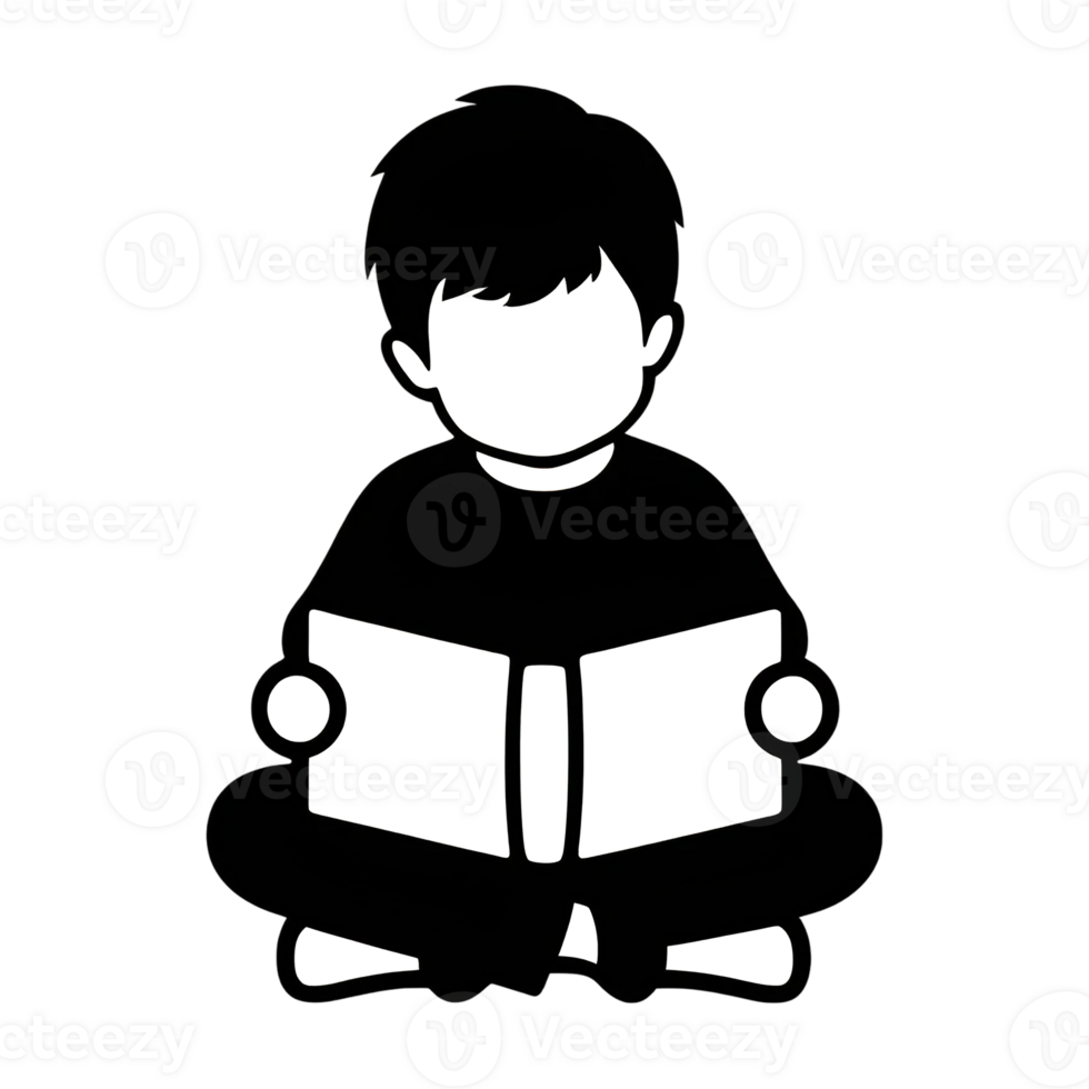 A high quality silhouette of a young child sitting png