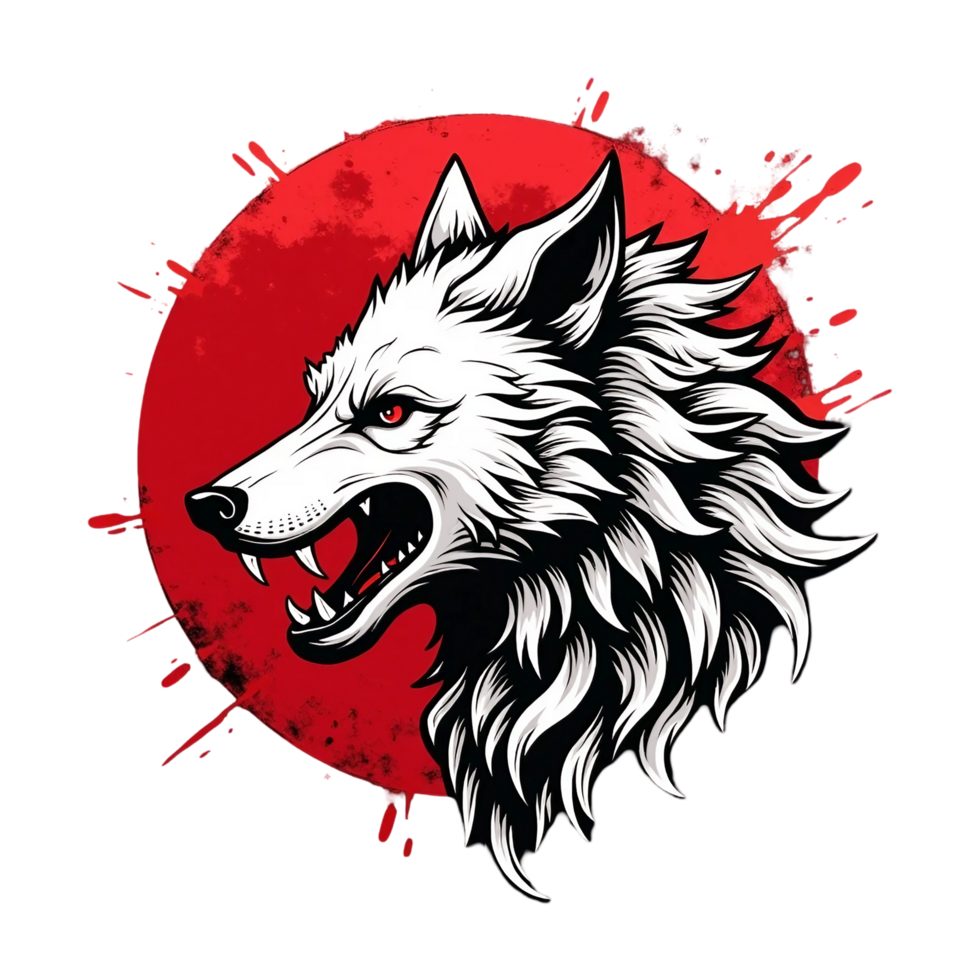Fierce White Wolf isolated png