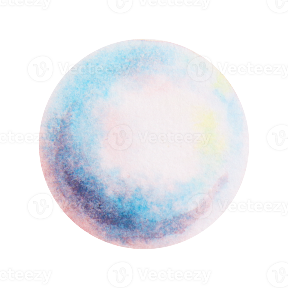 Hand-painted watercolor circle in pastel colors resembling a soap bubble or magical pearl. Soft texture and rainbow hues create a playful and dreamy look, perfect for children's designs. png