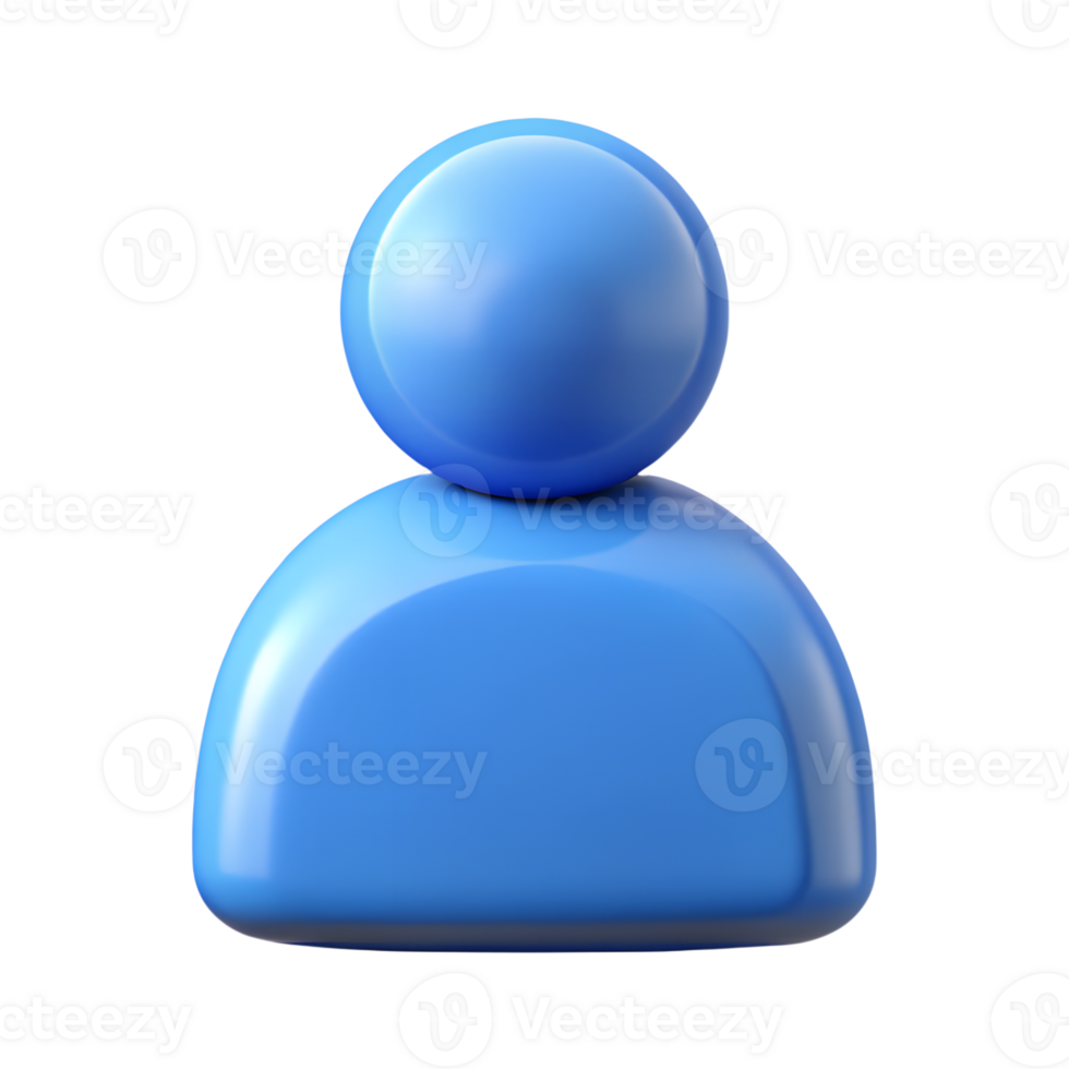 3D Blue Person Icon Render on Transparent Background, Minimalist User Profile png