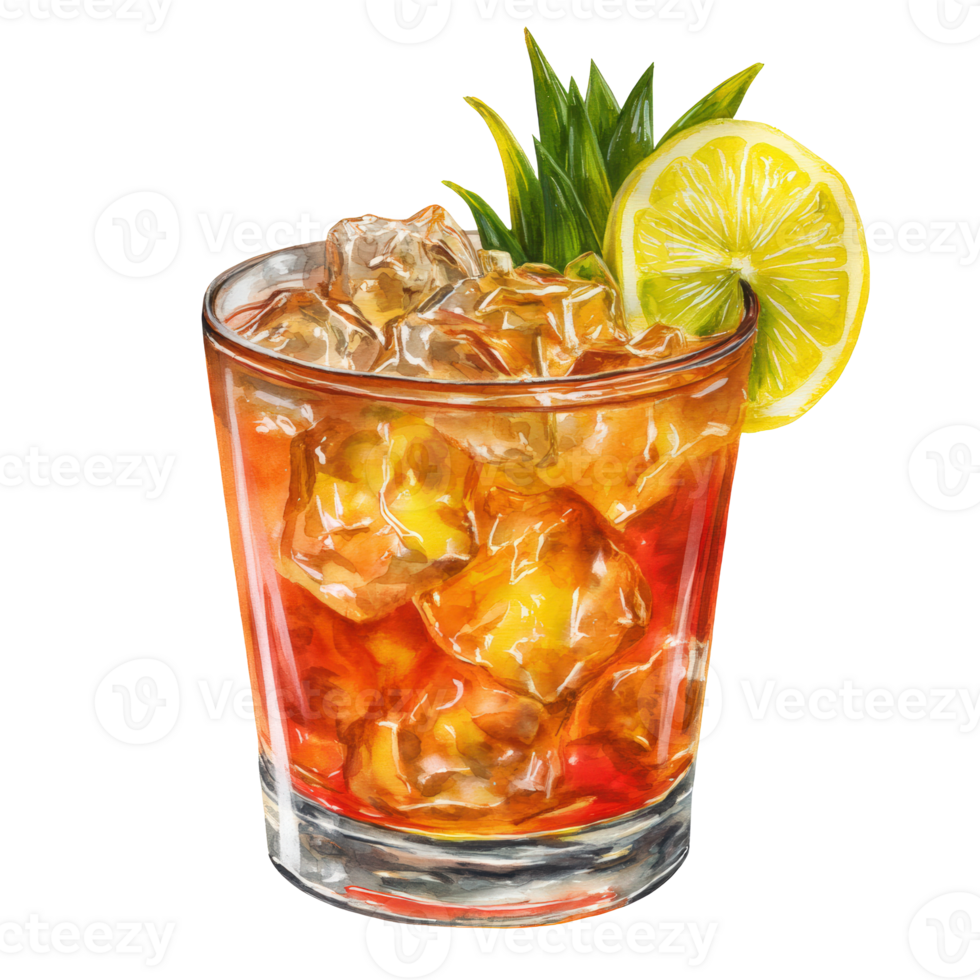 A glass of orange drink with a lemon wedge png