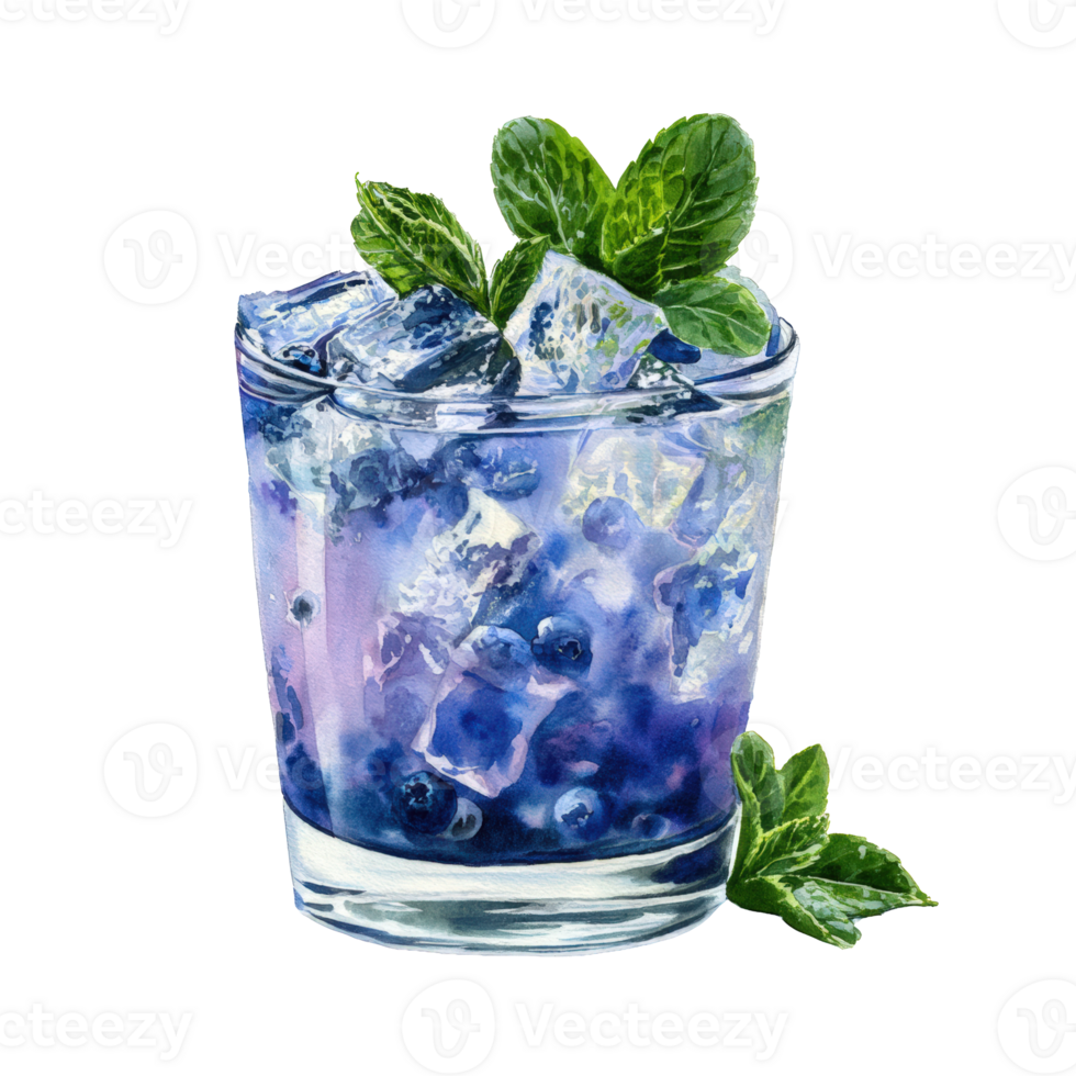 Blueberry mojito cocktail png