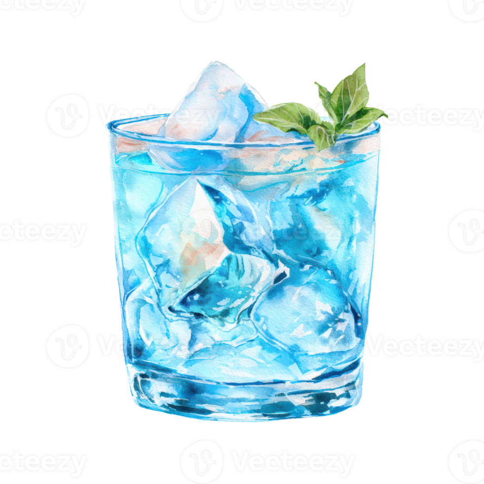 Blue ice cocktail illustration png