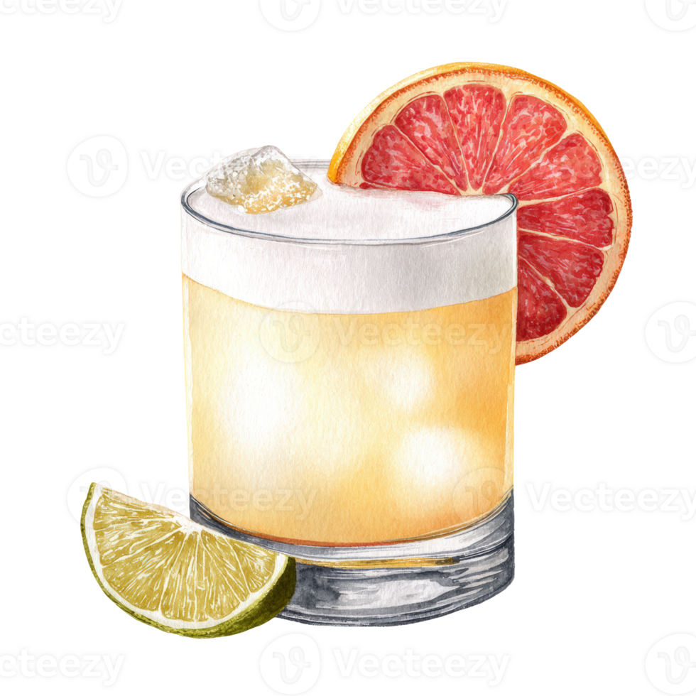 A glass of orange juice with a slice of grapefruit png