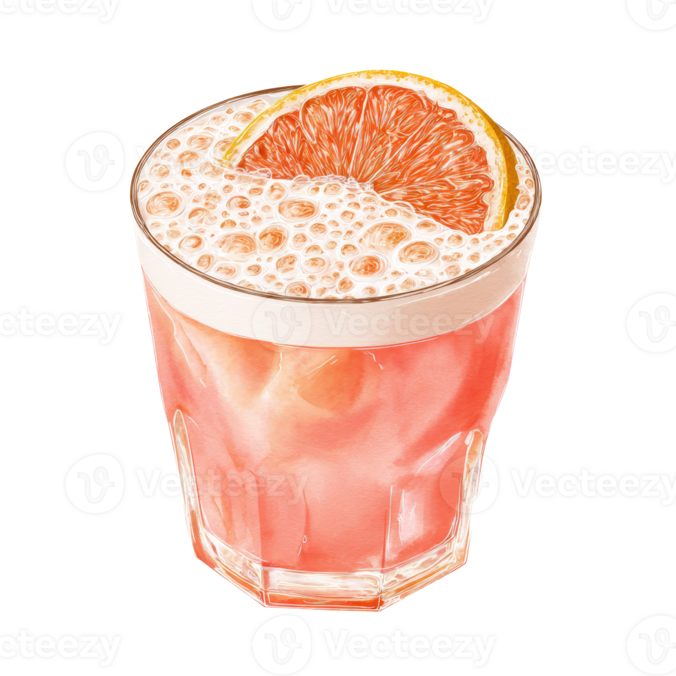 A pink drink with a slice of orange png