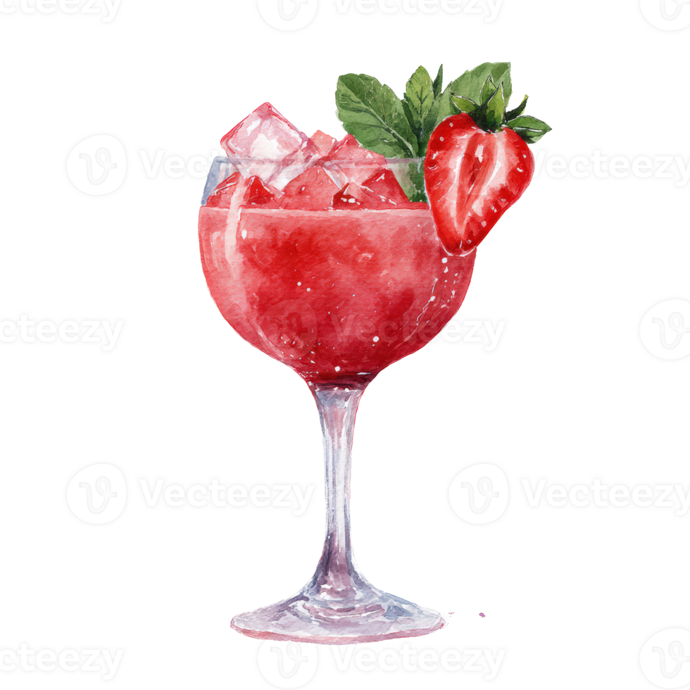 A strawberry cocktail with ice and strawberries png