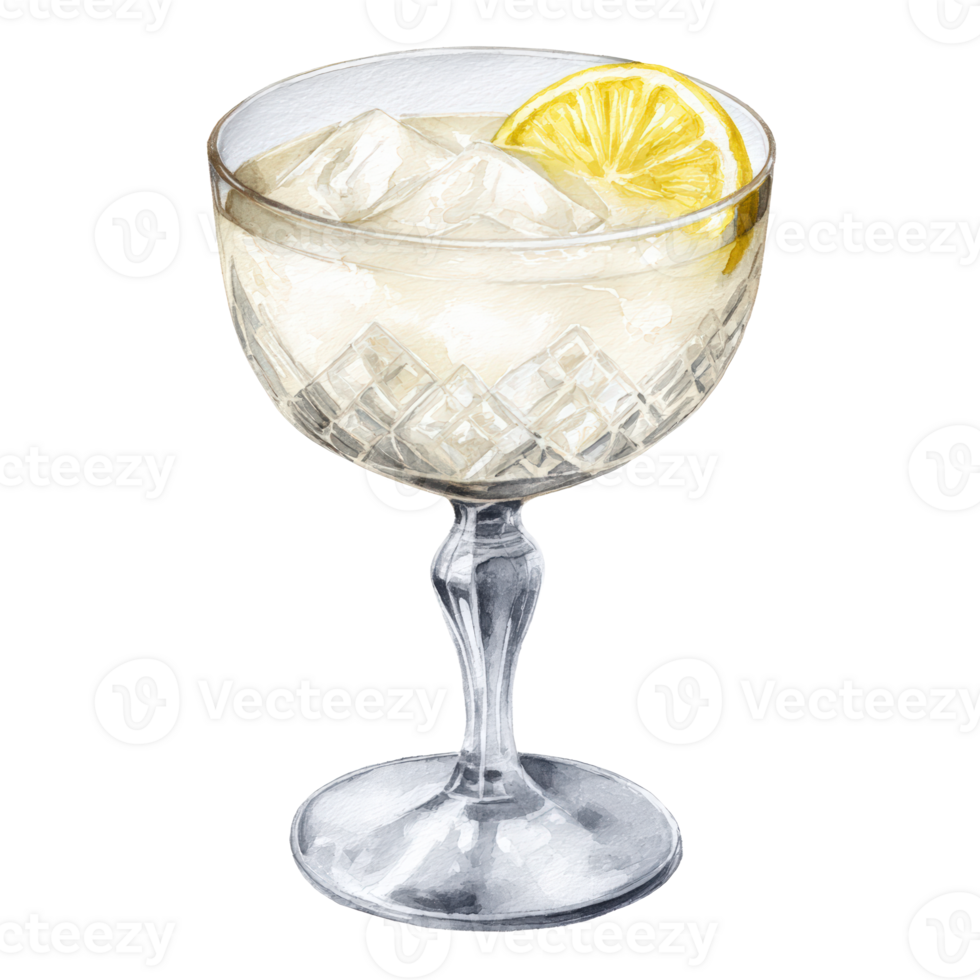 A glass with lemon and ice in it png