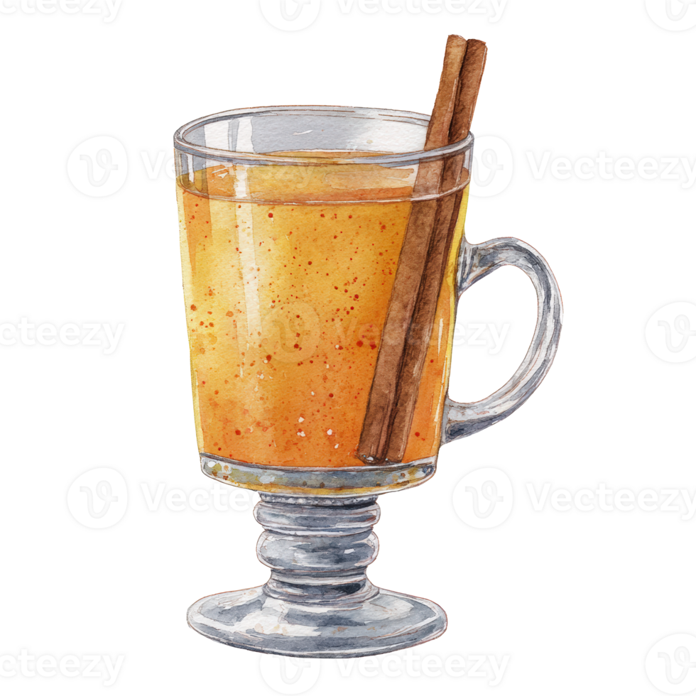 A glass of hot apple cider with cinnamon sticks png