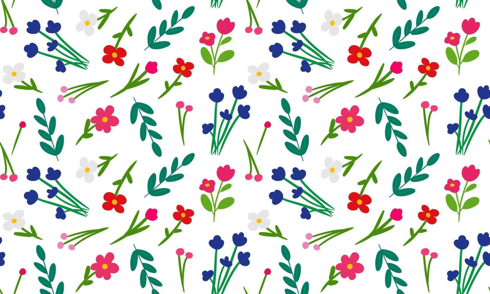 cute floral bright modern prints seamless floral pattern with hand drawn flowers and leaves for textiles postcards web design banners vector
