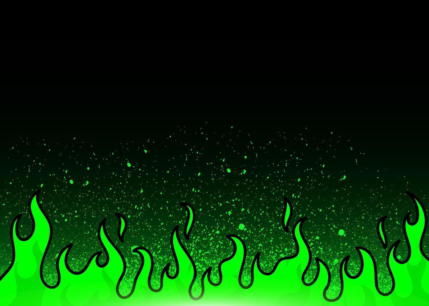 Graffiti Flame Green neon background with spray painted effect vector