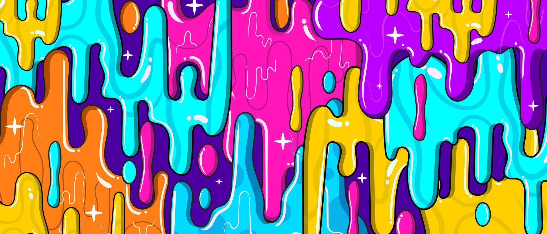 Slime neon colors background in graffiti style vector