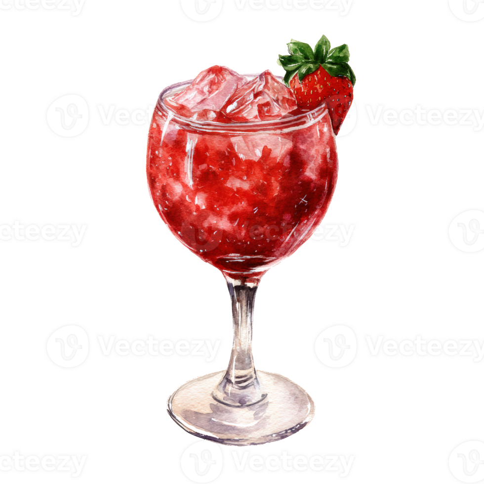 A strawberry cocktail in a glass with ice png