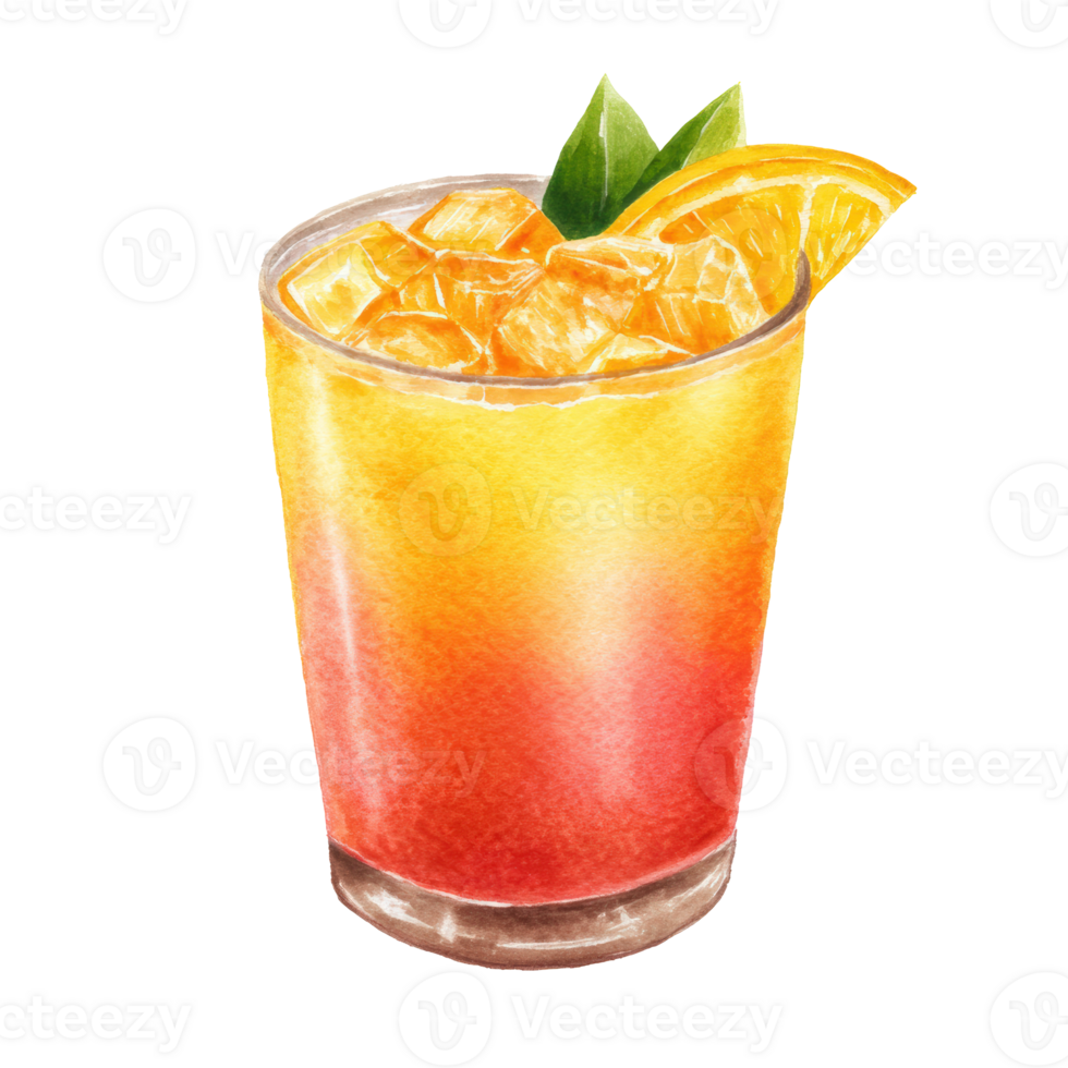 Orange and lemon cocktail with ice png