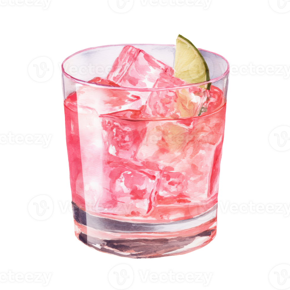 A pink cocktail with lime slice on top png