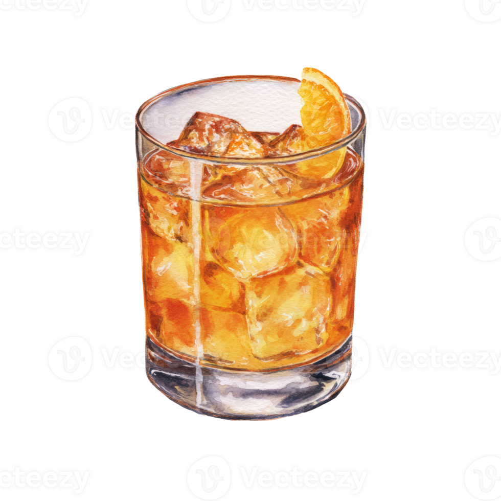 An orange slice in a glass of whiskey png