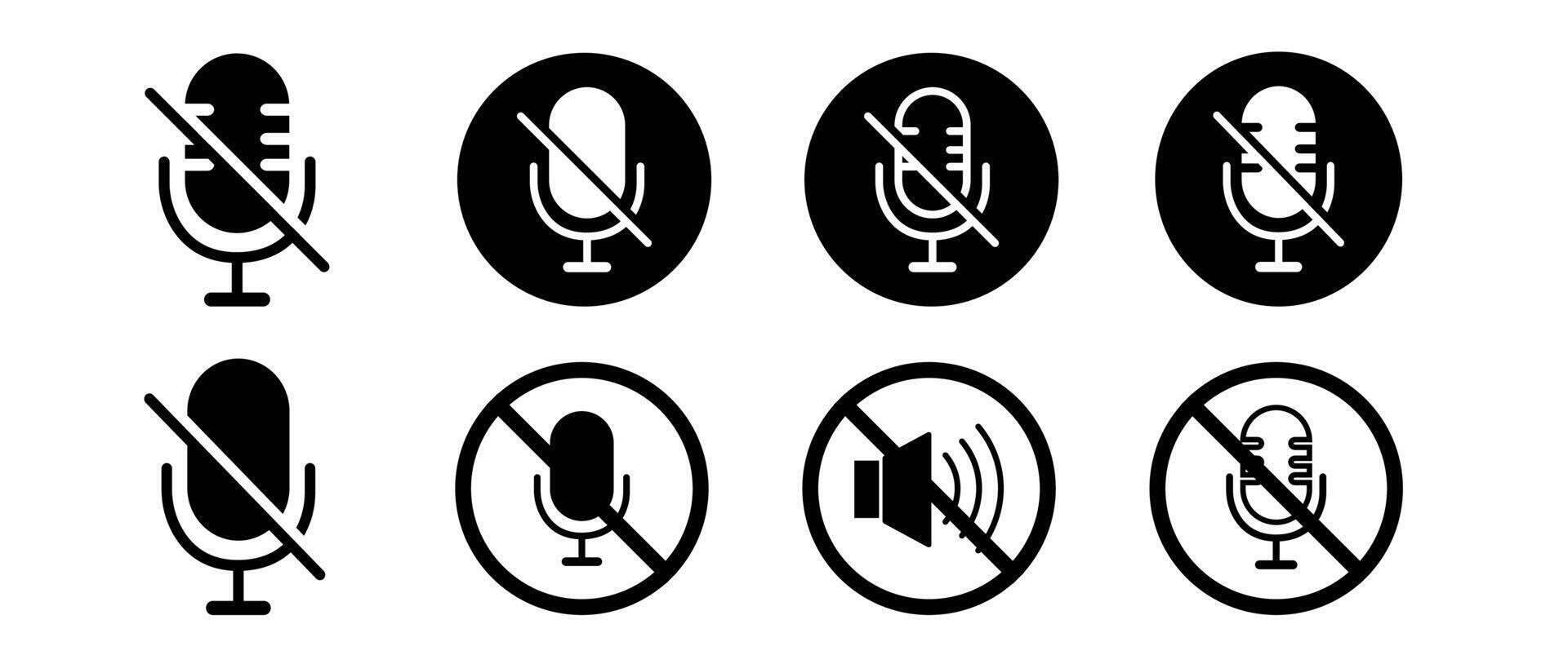Mute Button icon set design, Isolated mute microphone for App, and Web, Sound and Call graphicelements, Illustration and Pictogram on white background vector