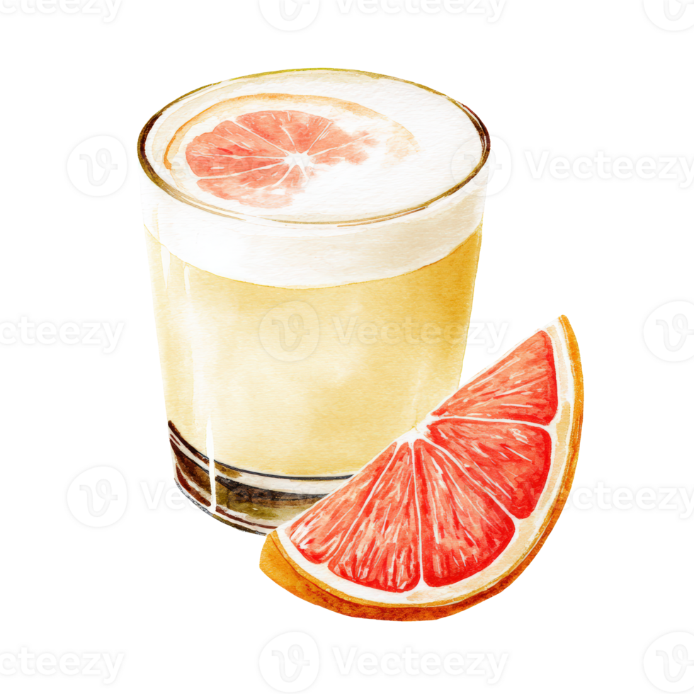 A glass of lemonade with a grapefruit slice png