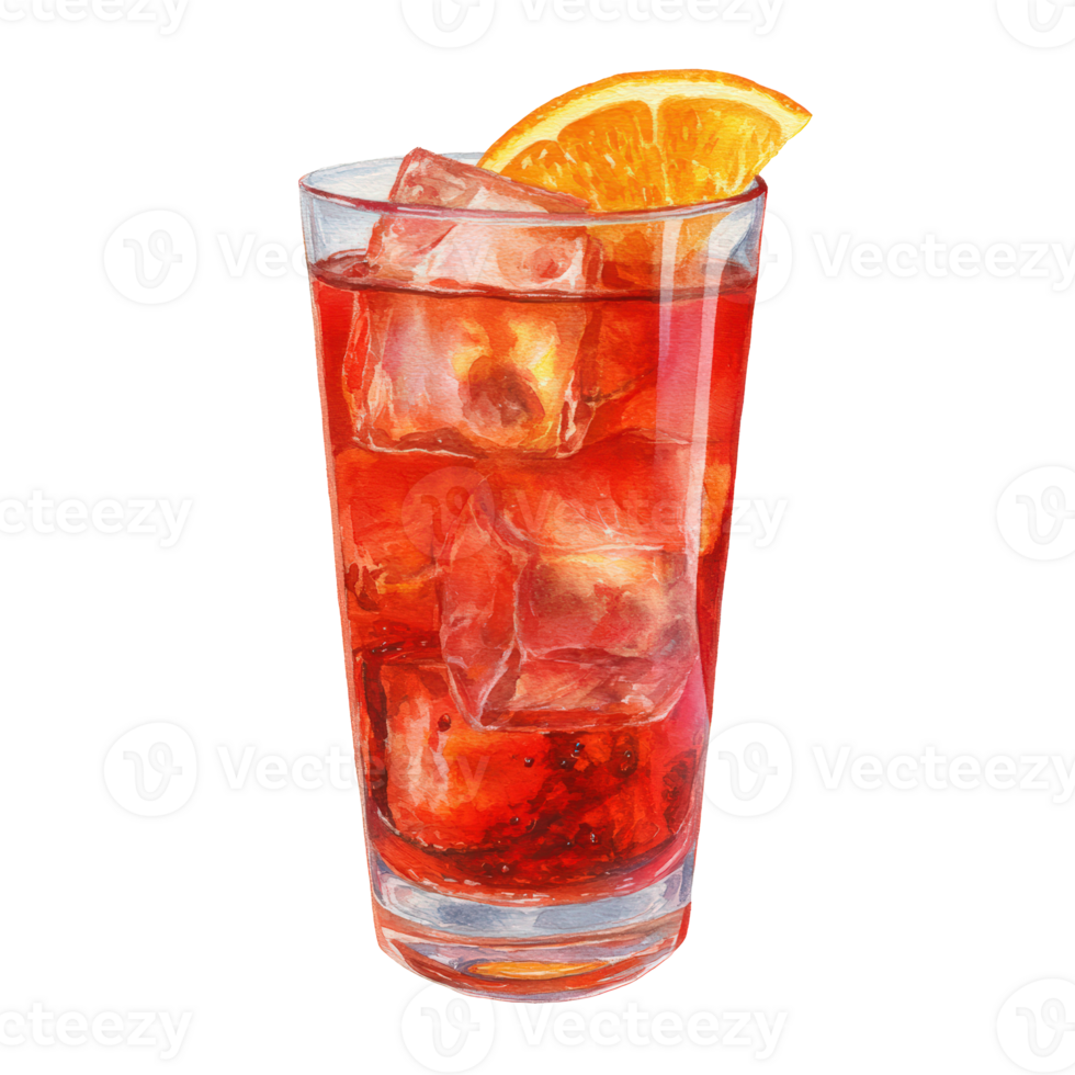 A glass of red drink with ice cubes png