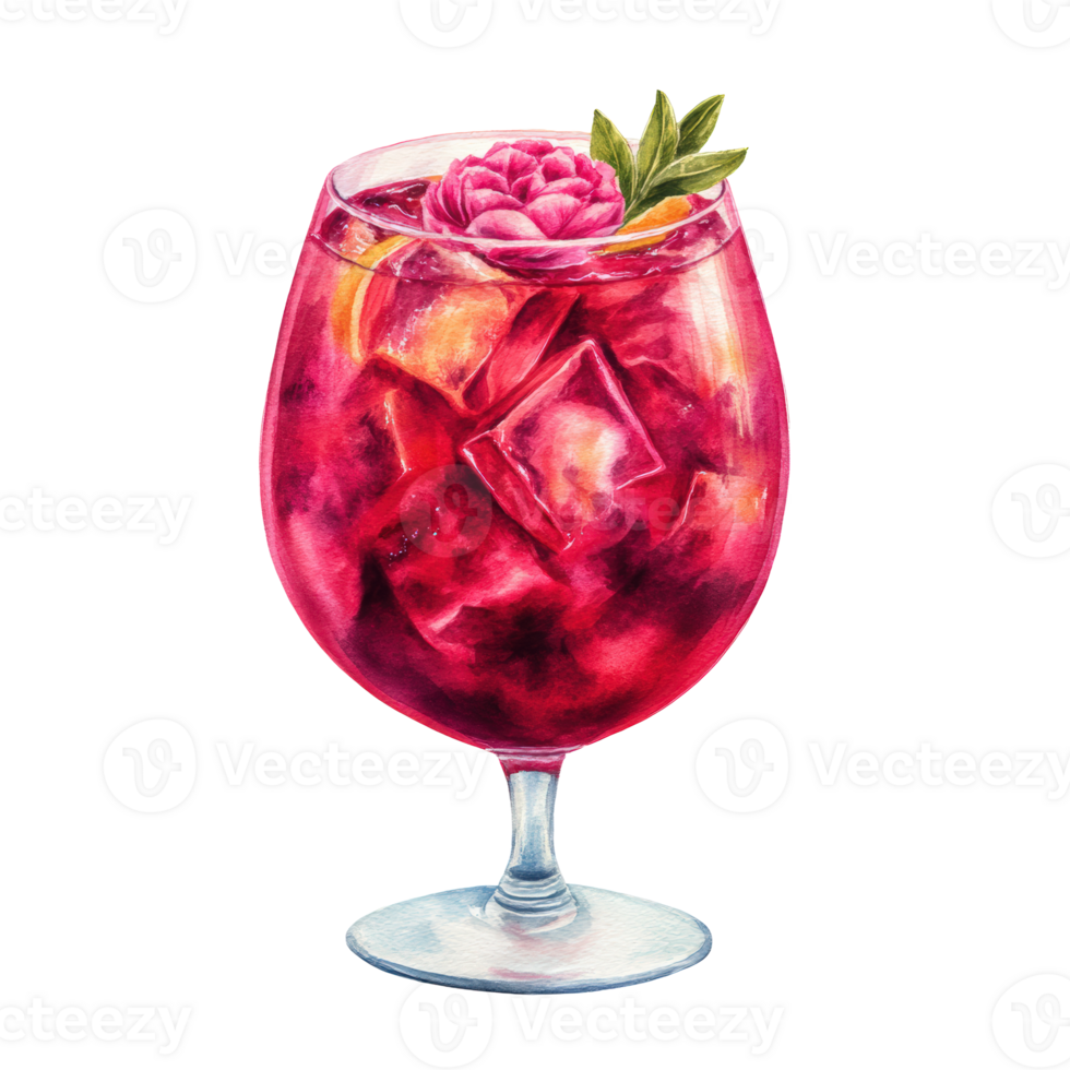 A glass of pink drink with a rose on top png