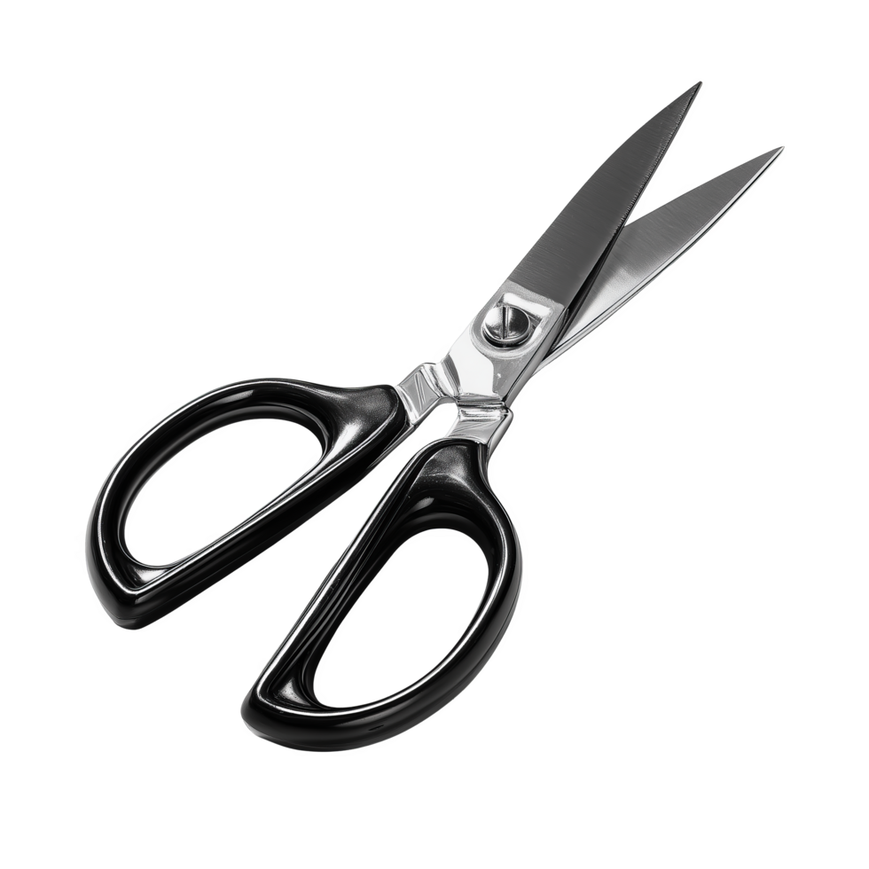 A Pair of Scissors with Black Handle Lying Open png