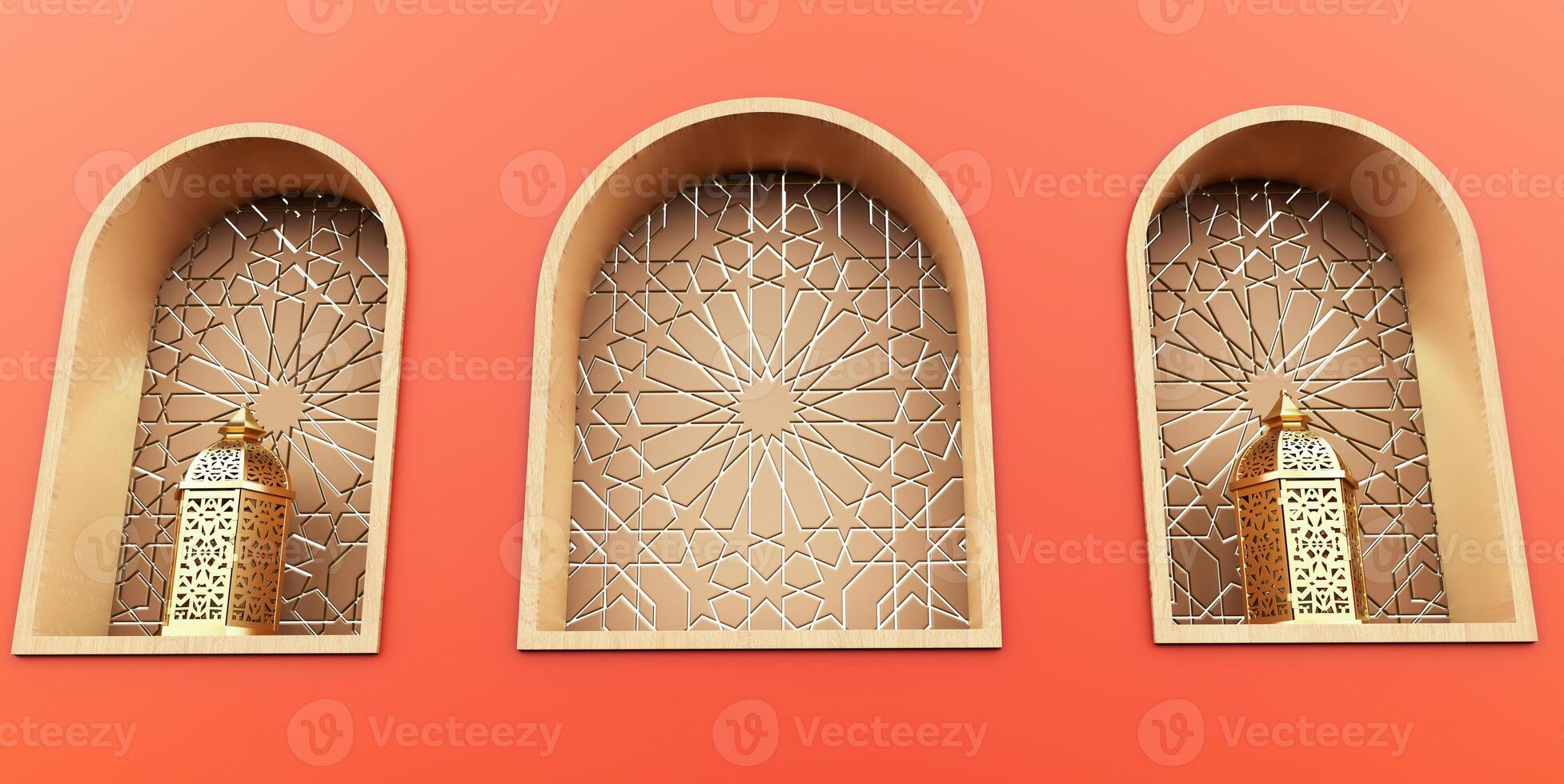Display podium with arabic style, Pastel minimal scene for product display, Stage showcase, 3d render photo