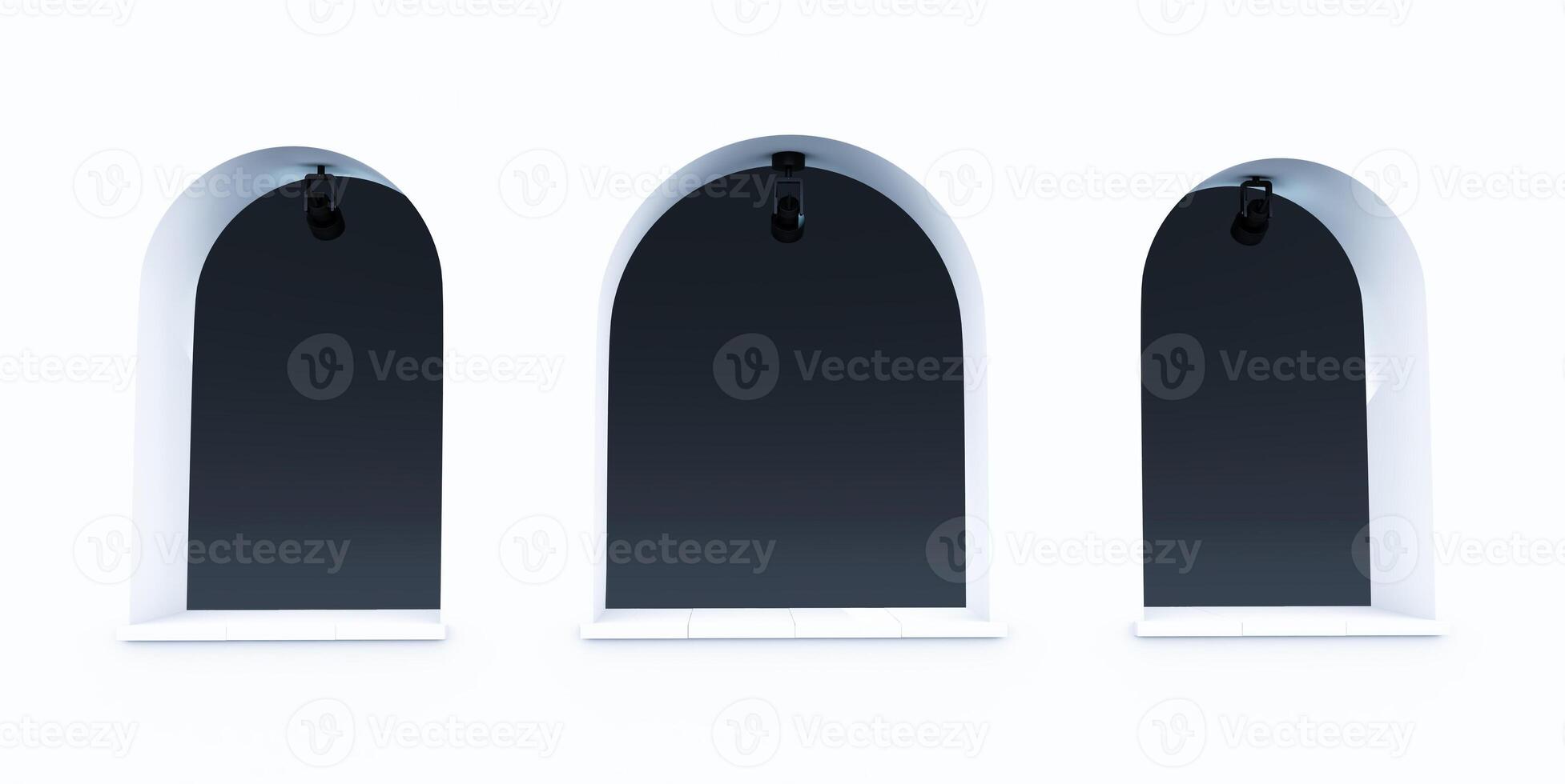 3d render of red arch door. Minimal scene for products showcase, Promotion display. photo