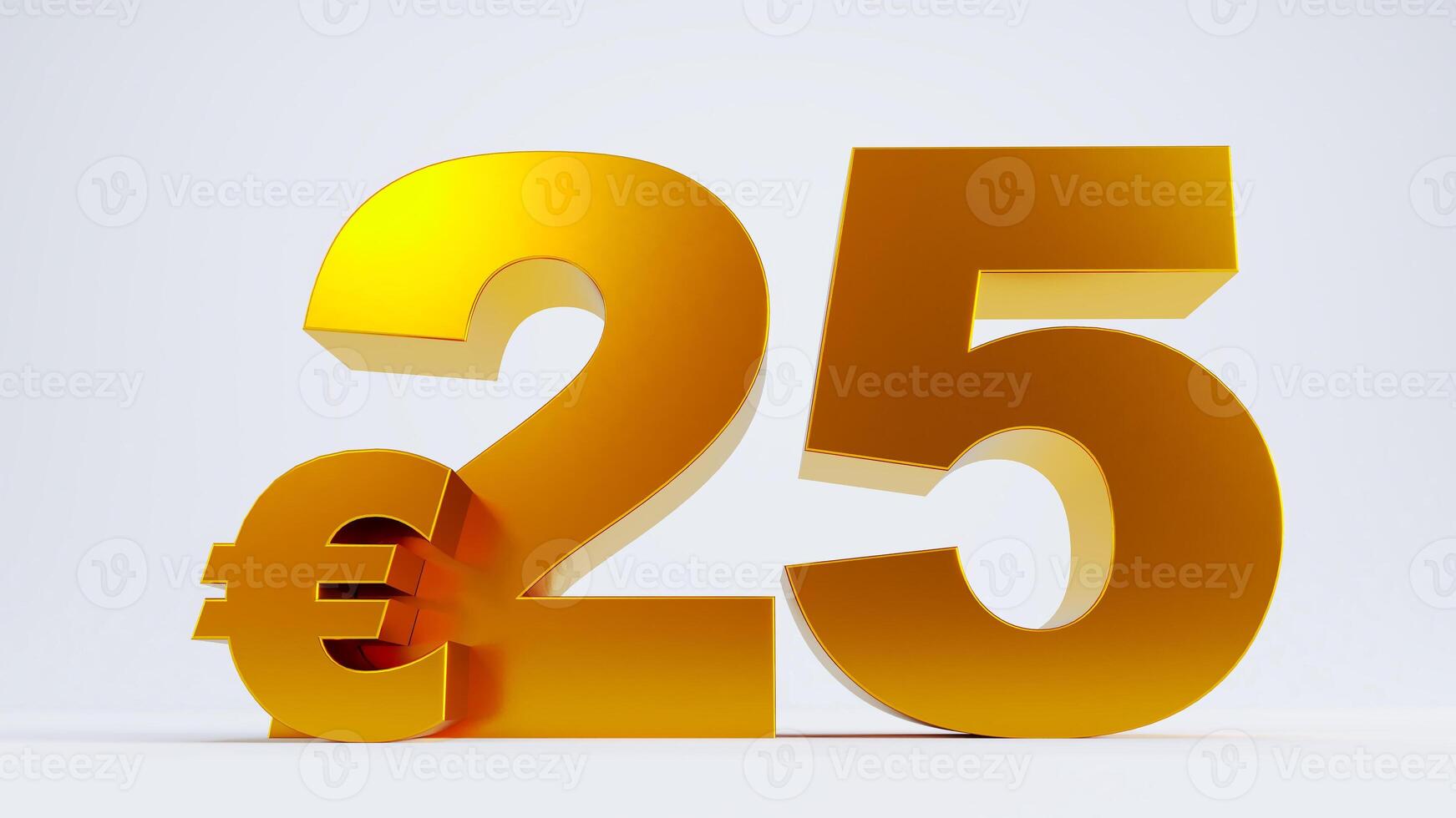 3D render of golden twenty five euro isolated on white background photo
