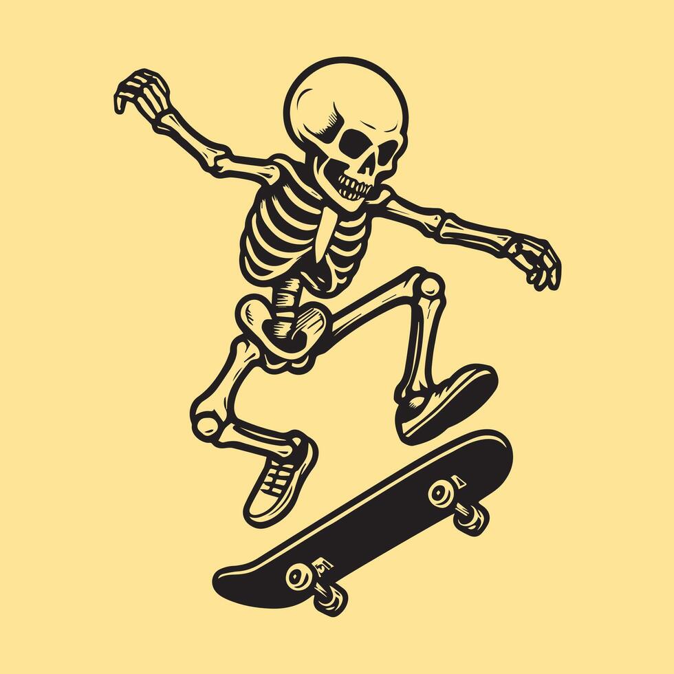 skull skater design character vector