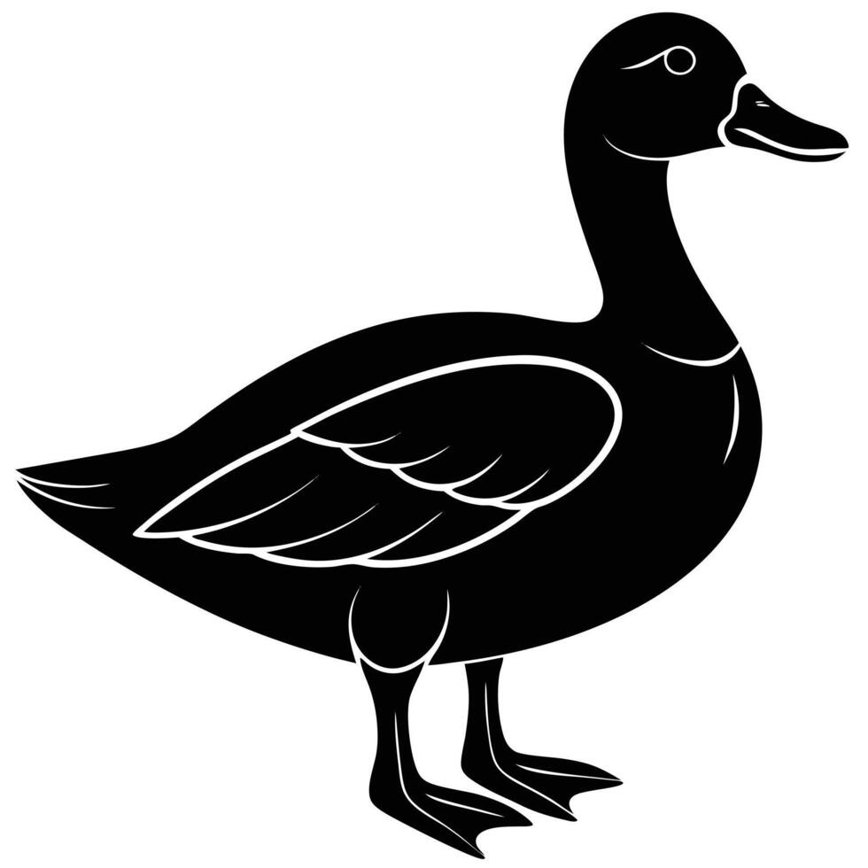 Black silhouette of a domestic duck vector