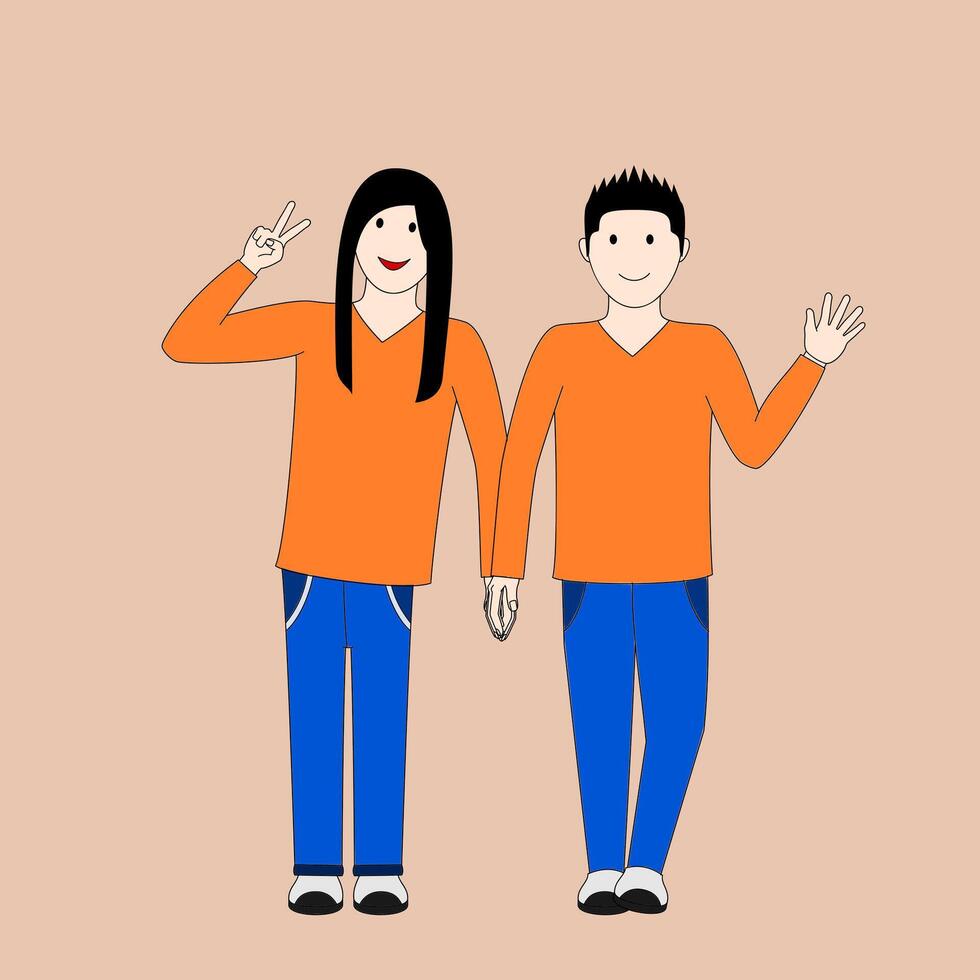 a couple holding hands while smiling vector
