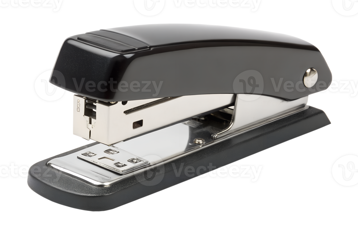 Black stapler isolated on transparent background, office supply, minimalist stationary item png