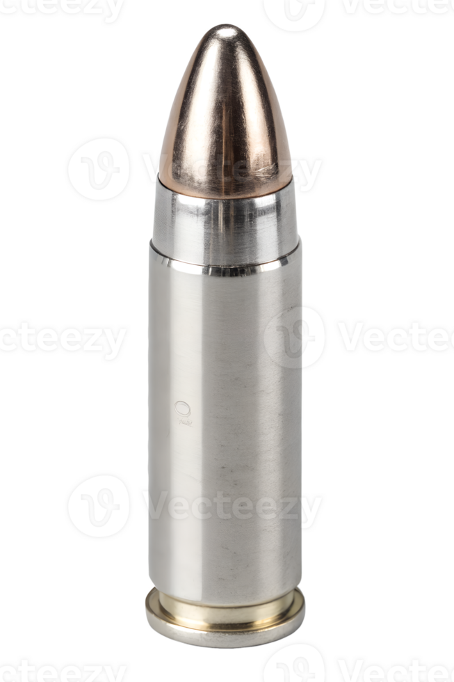 Close-up of a bullet isolated on transparent background, military or security concept png