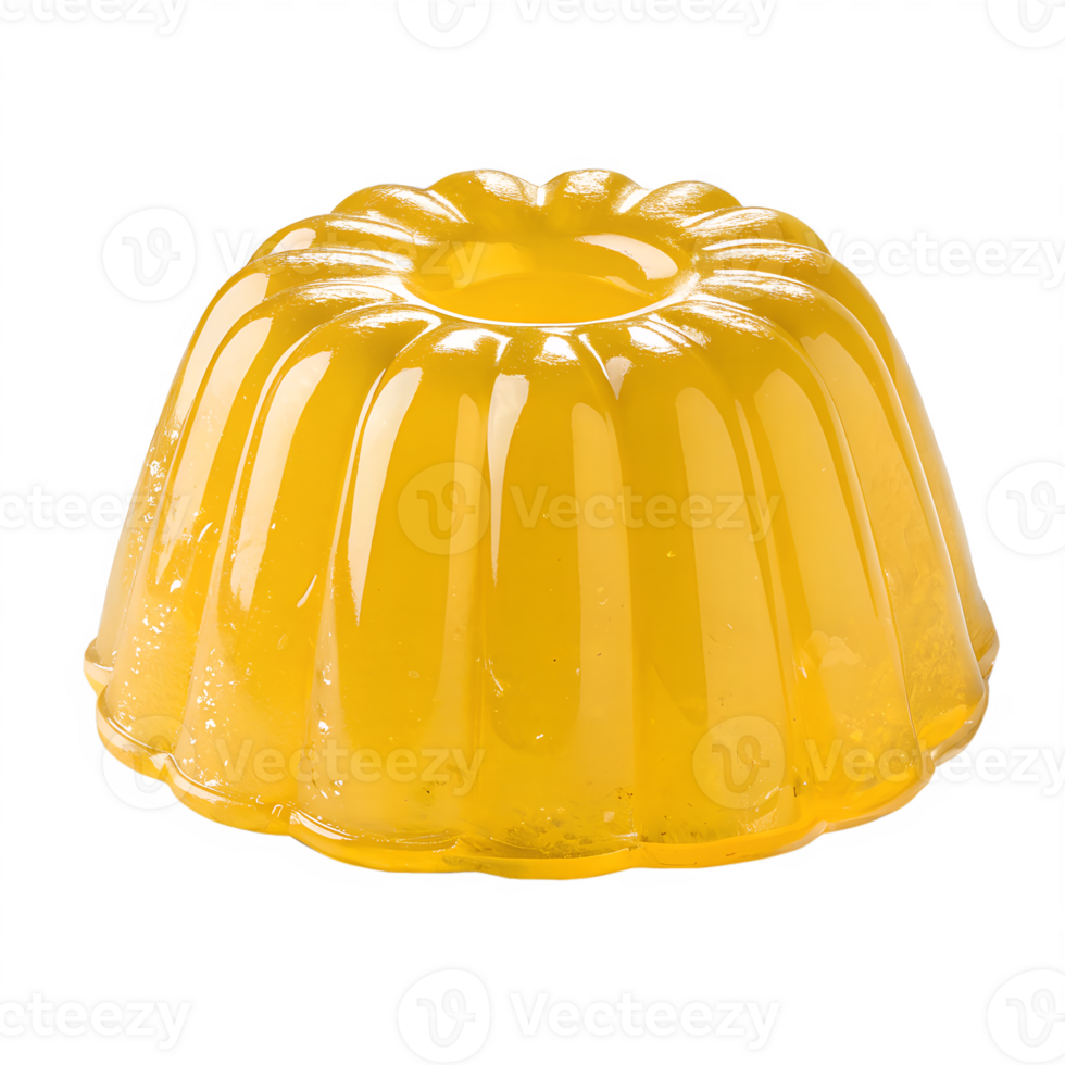 Yellow wobbly jelly dessert, isolated on transparent background, sweet treat, fruit-flavored gelatin png