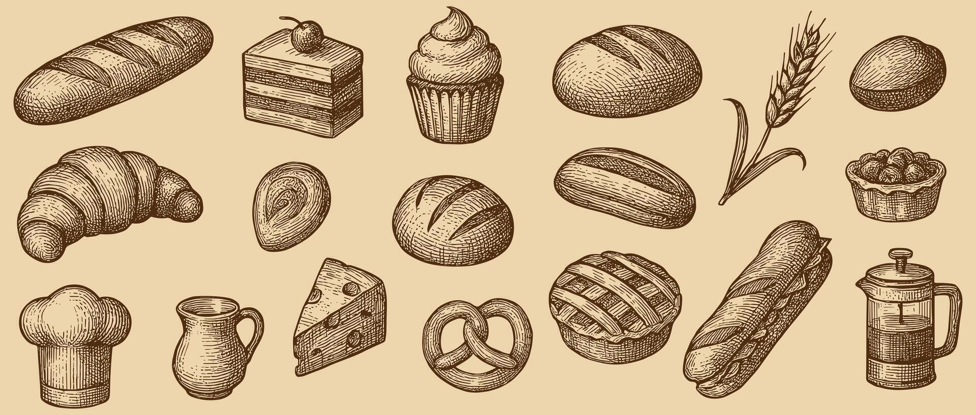 An artistic rendering showcasing an array of delectable french pastries on a neutral background vector