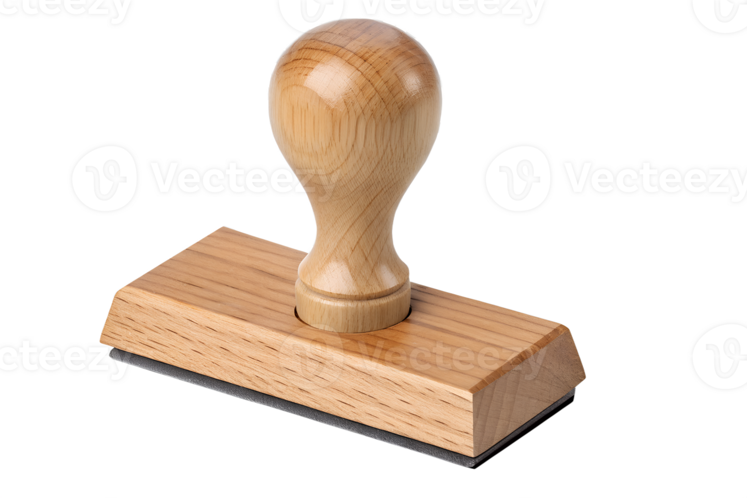 Wooden stamp for crafts isolated on transparent background, rustic handmade printing tool with natural texture, diy scrapbooking seal, vintage-style stamper with handle png
