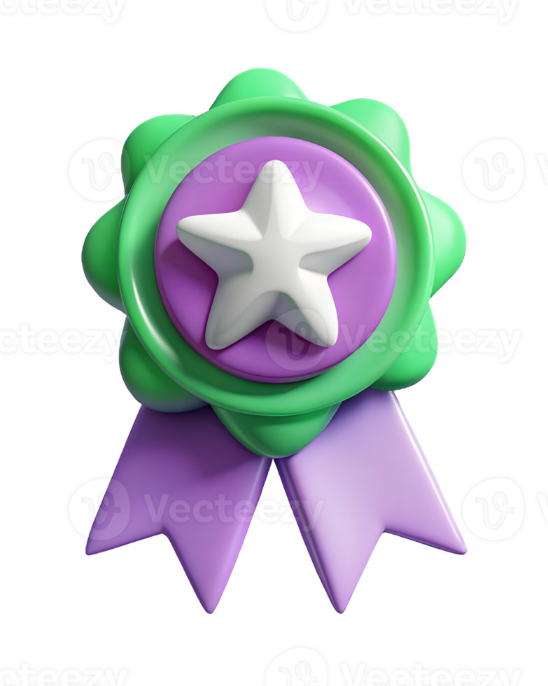 Cartoon-style medal rendered in plastic 3D illustration png
