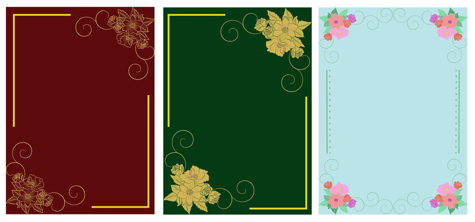 Set of invitations card with flower vector