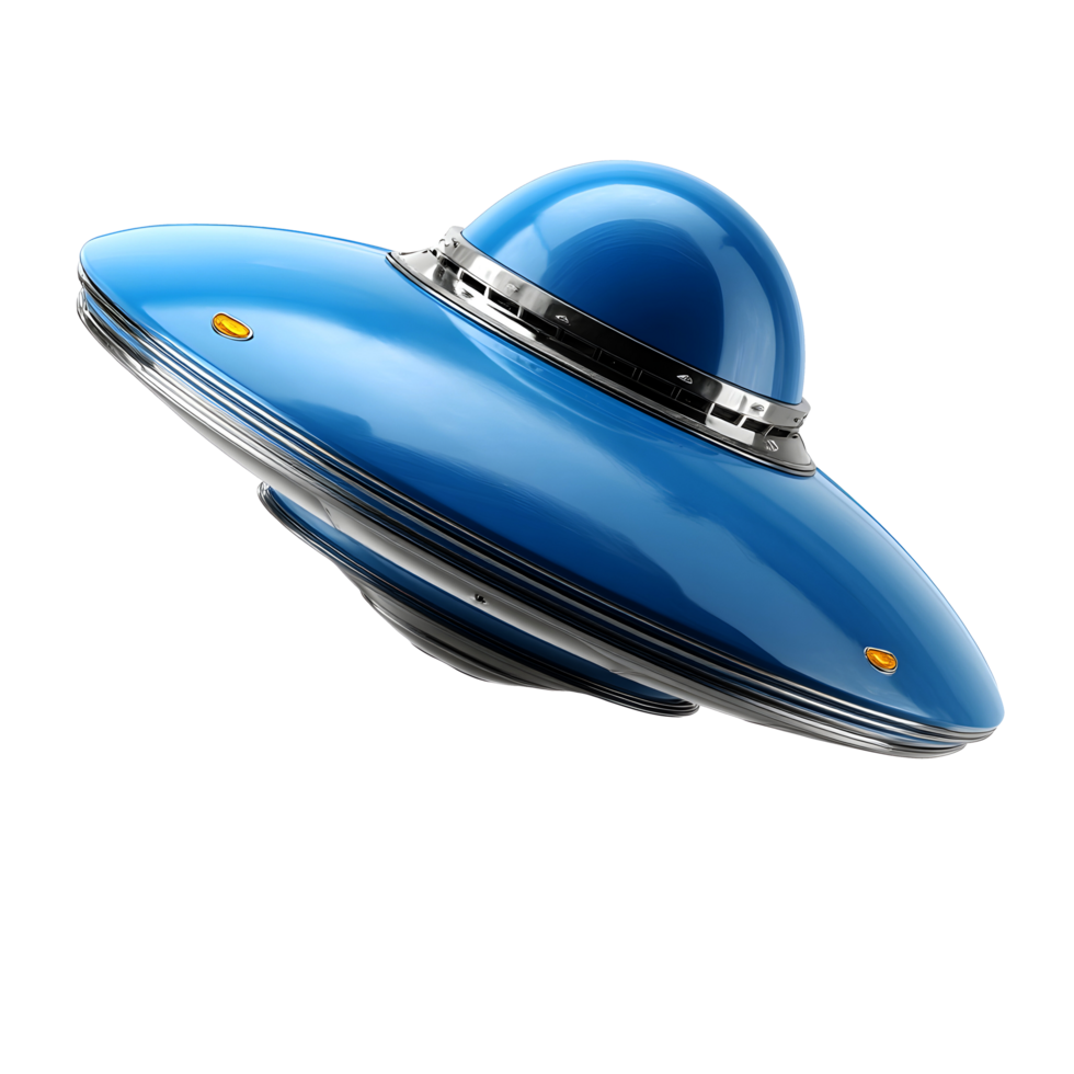 3d rendering ufo flying blue object perspective view png