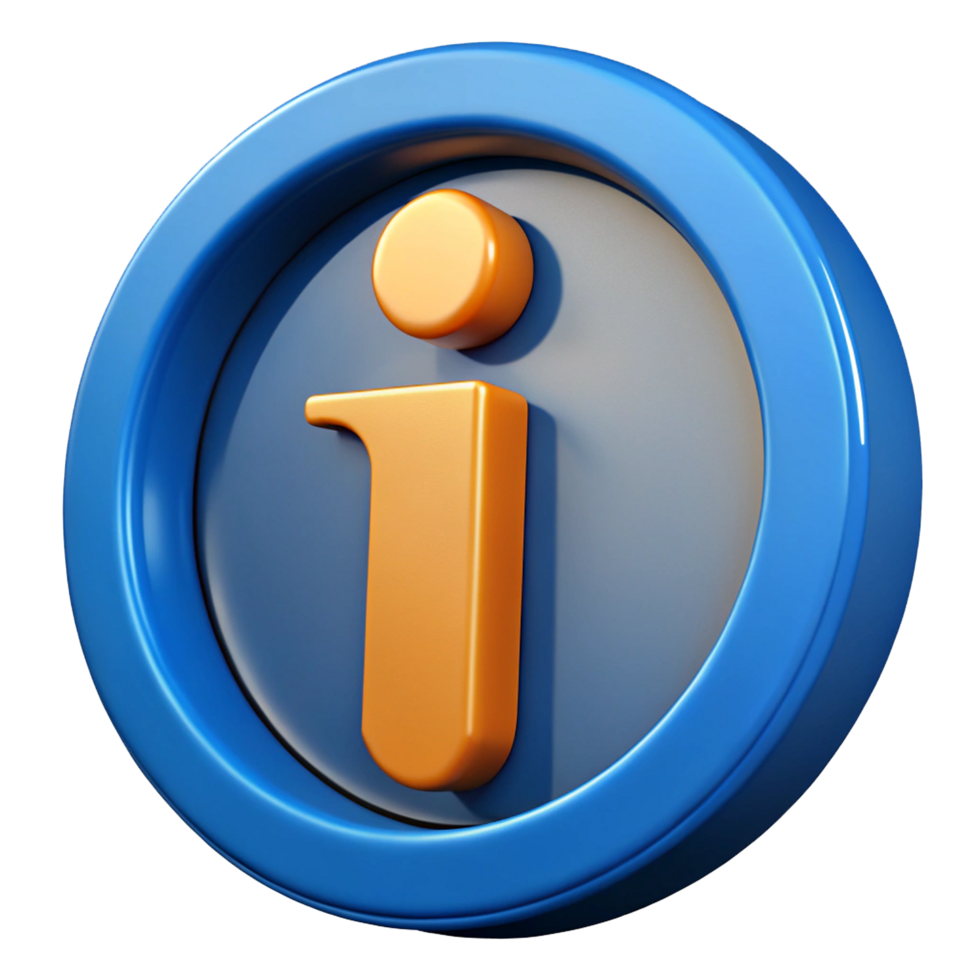 3D Circular Information Icon Representing Help, Info Desk, or Assistance Center png