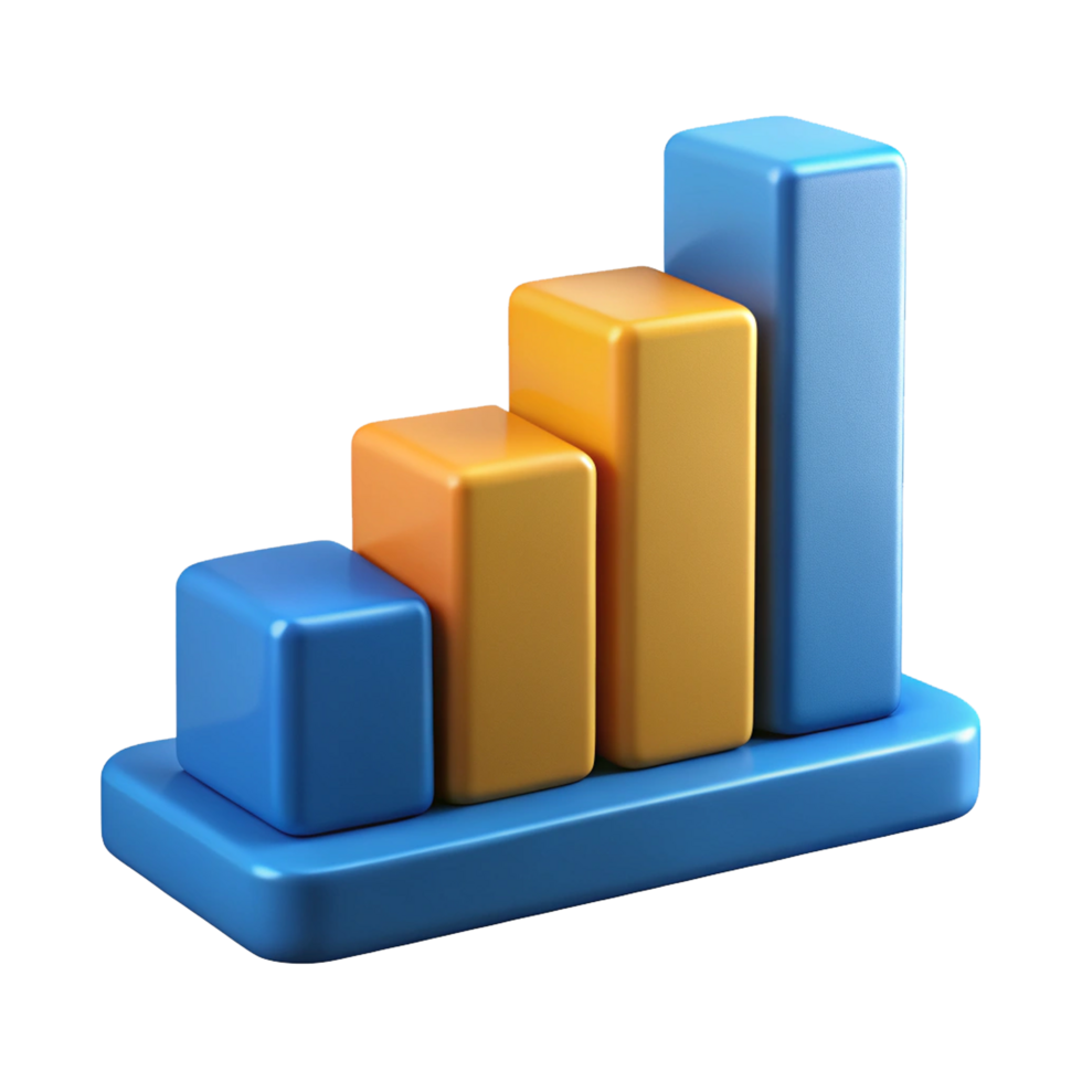 3D Bar Graph Icon and Chart Icon, Business Data Visualization, Analytics, Performance Tracking, and Financial Report Symbol in Digital Design png
